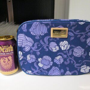 AERIN LAUDER Recycled material Blue Floral Make up square bag zippered NEW
